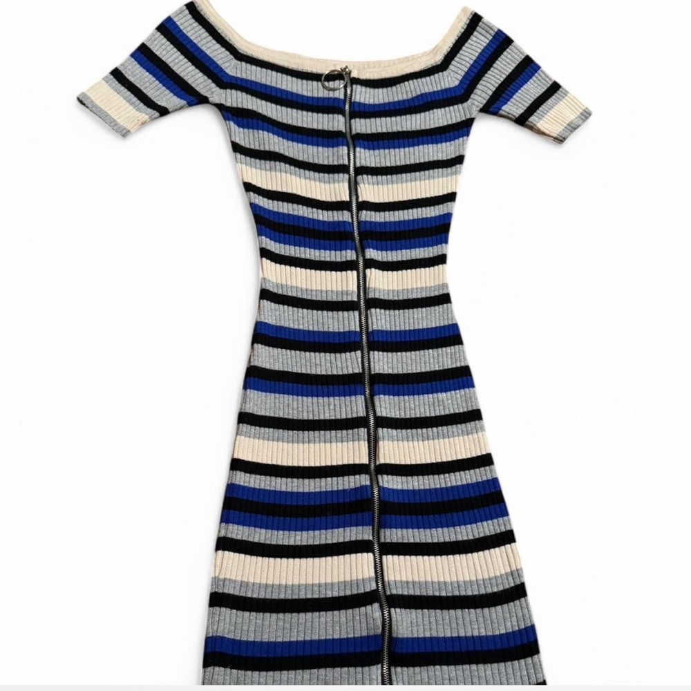 Striped Blue and Gray Dress